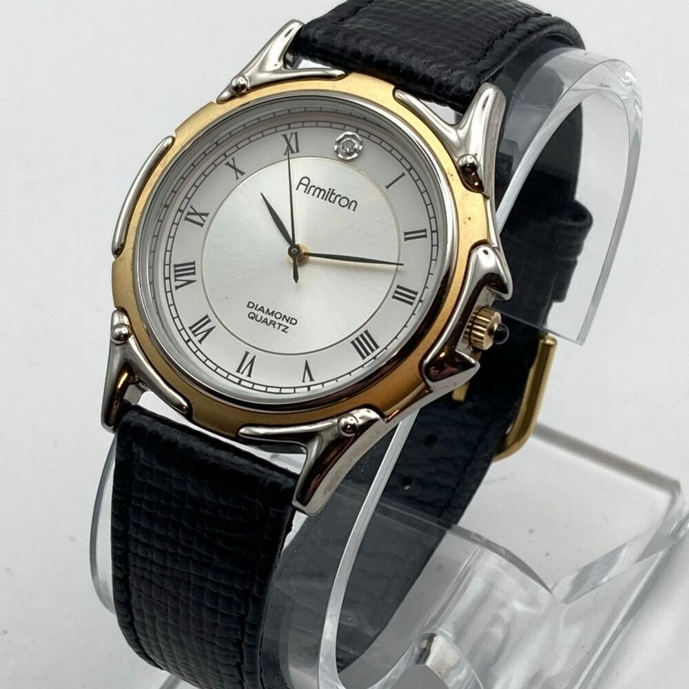 Armitron Diamond 20/2681 Quartz Men's Watch 35mm - New Battery - Adjustable Mint